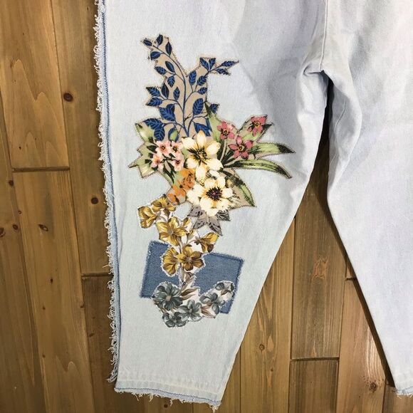 OOAK Classic Element Woman Upcycled Floral Patch Baggy Jeans Sz 20 - Picture 8 of 16